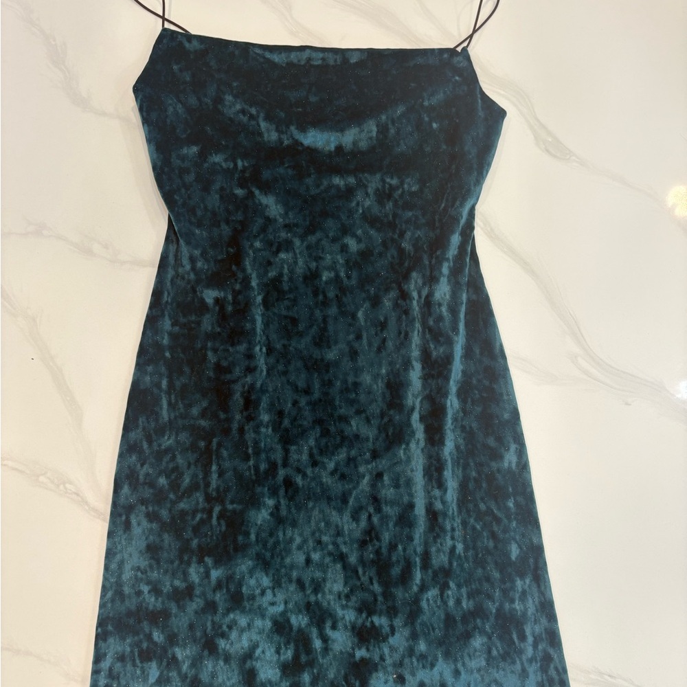 Wild Fable Strapless Teal Velvet Dress
